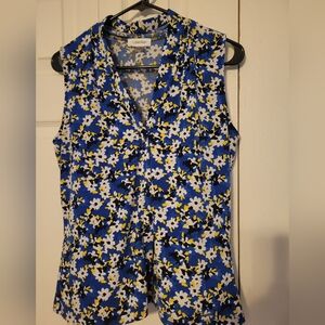 Calvin Klein Women's Blue Floral Top